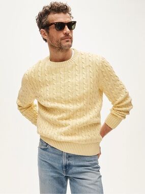 J.Crew - Men's Yellow Cable Knit Sweater - Medium